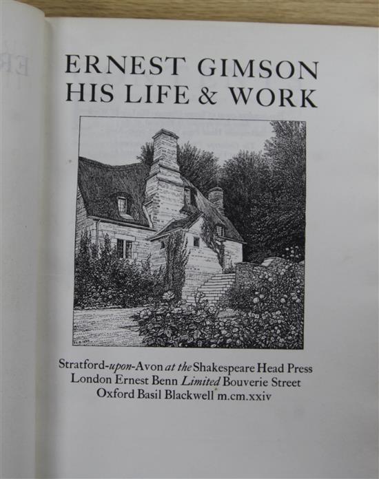 (Lethaby, W.R.) Ernest Gimson: his life and work, limited edition (500 numbered copies), pictorial title, 60
